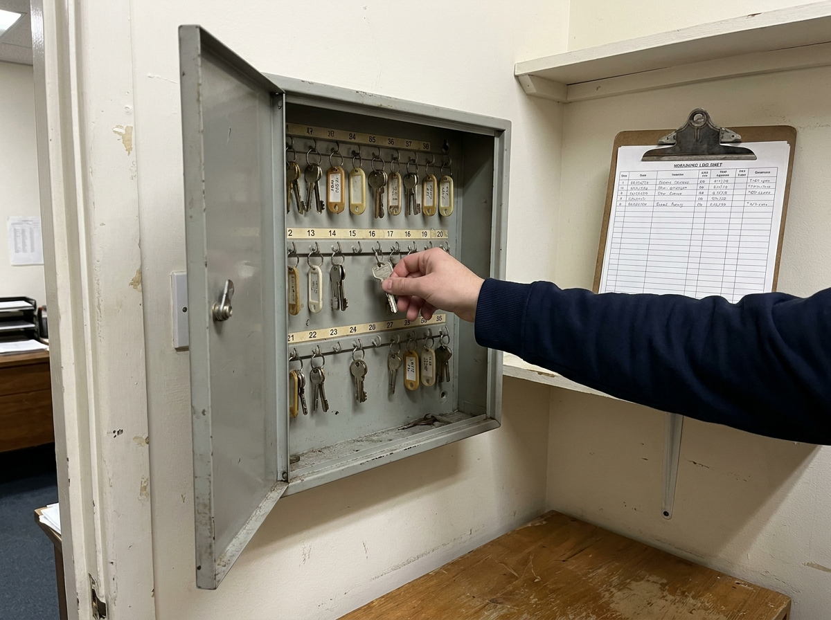 Gesicherter Schlüsselschrank mit dokumentierter Schlüsselausgabe