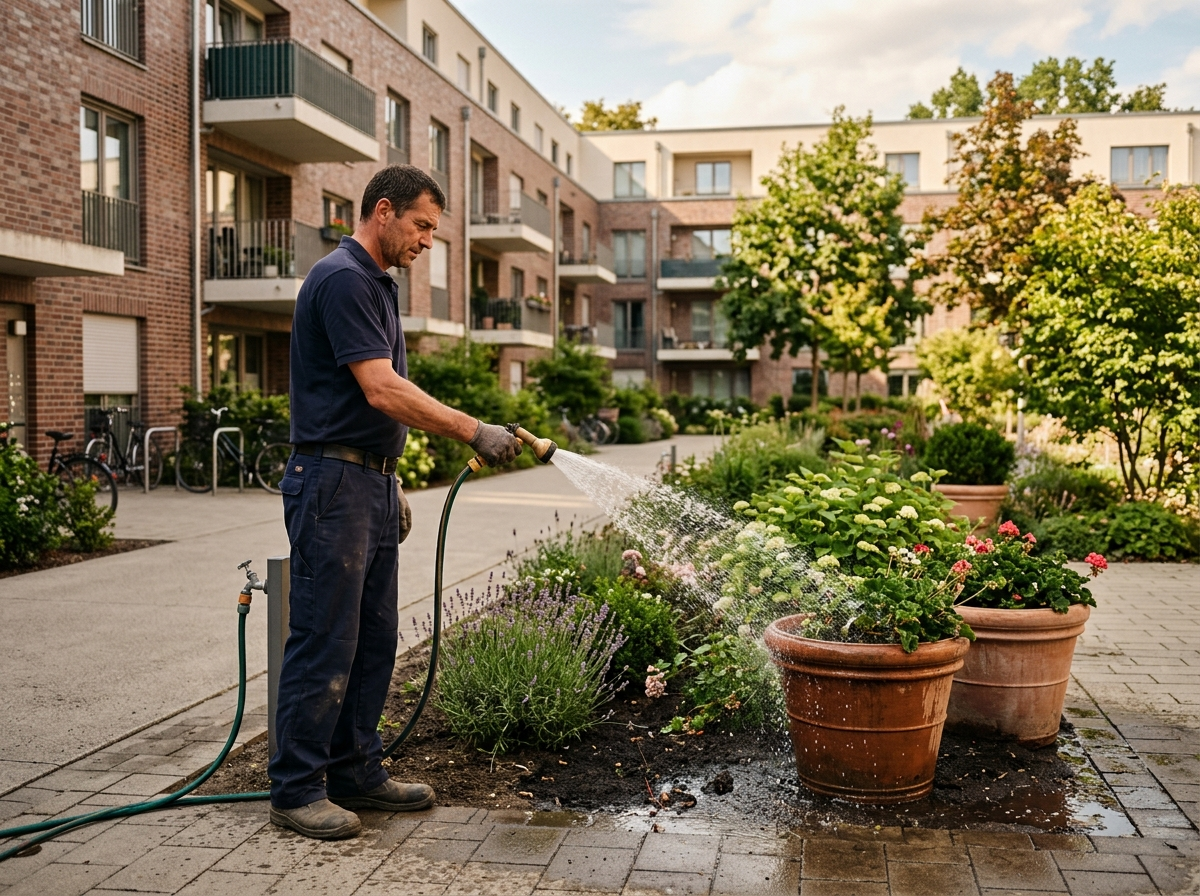 Bewässerung von Beeten und Kübelpflanzen im Sommer