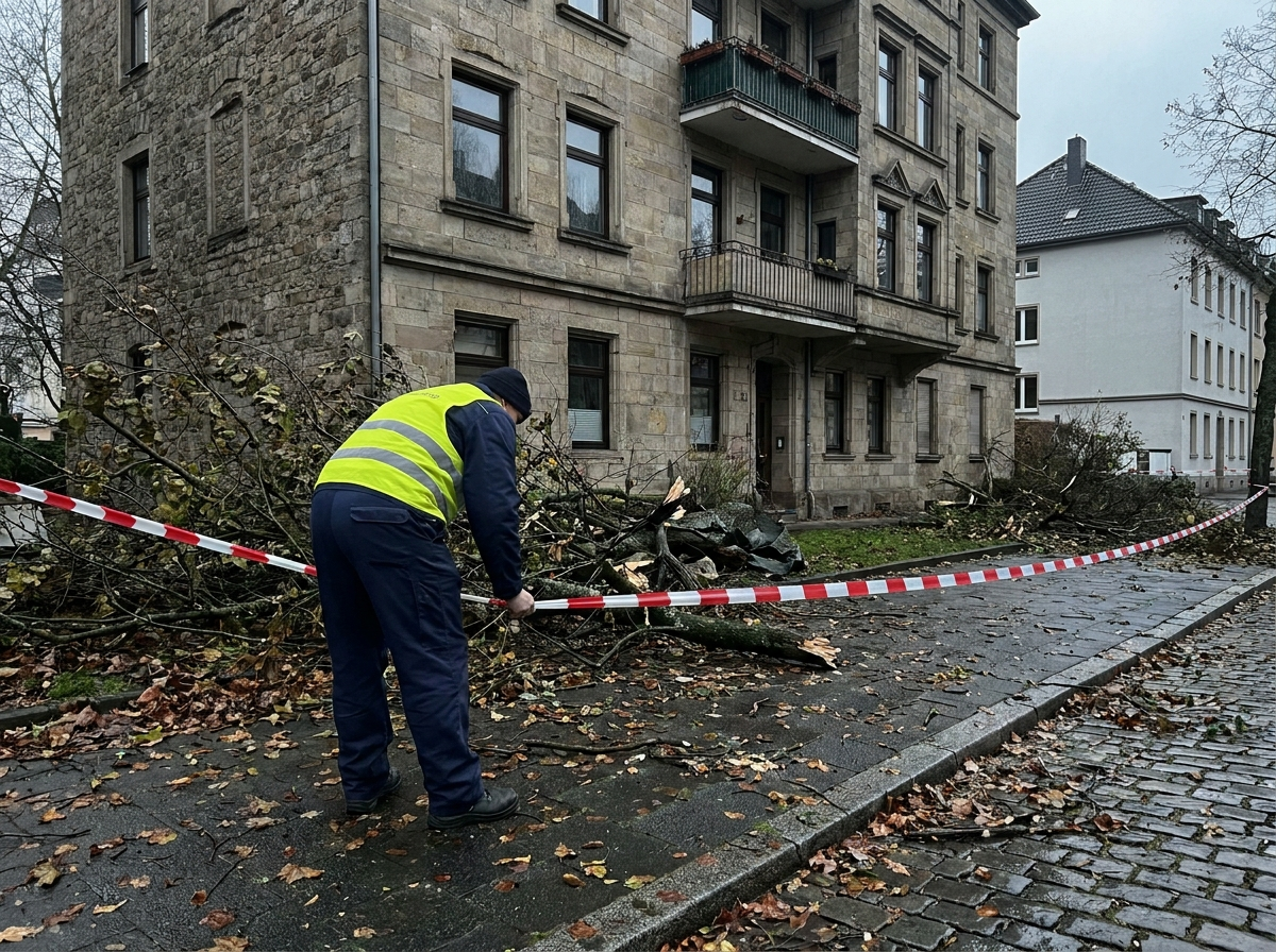 Absicherung einer Gefahrenstelle nach einem Sturmschaden