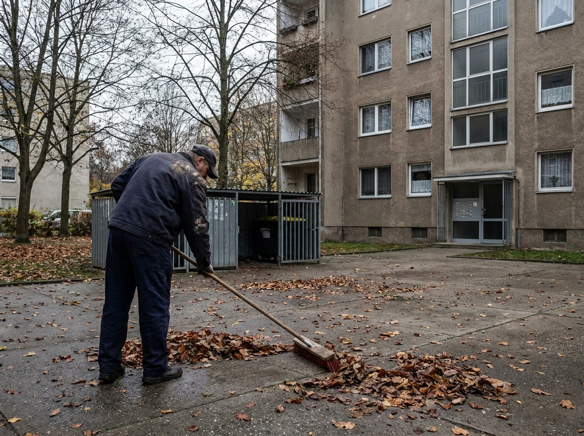 Reinigung von Hofflächen und Zufahrten einer Wohnanlage